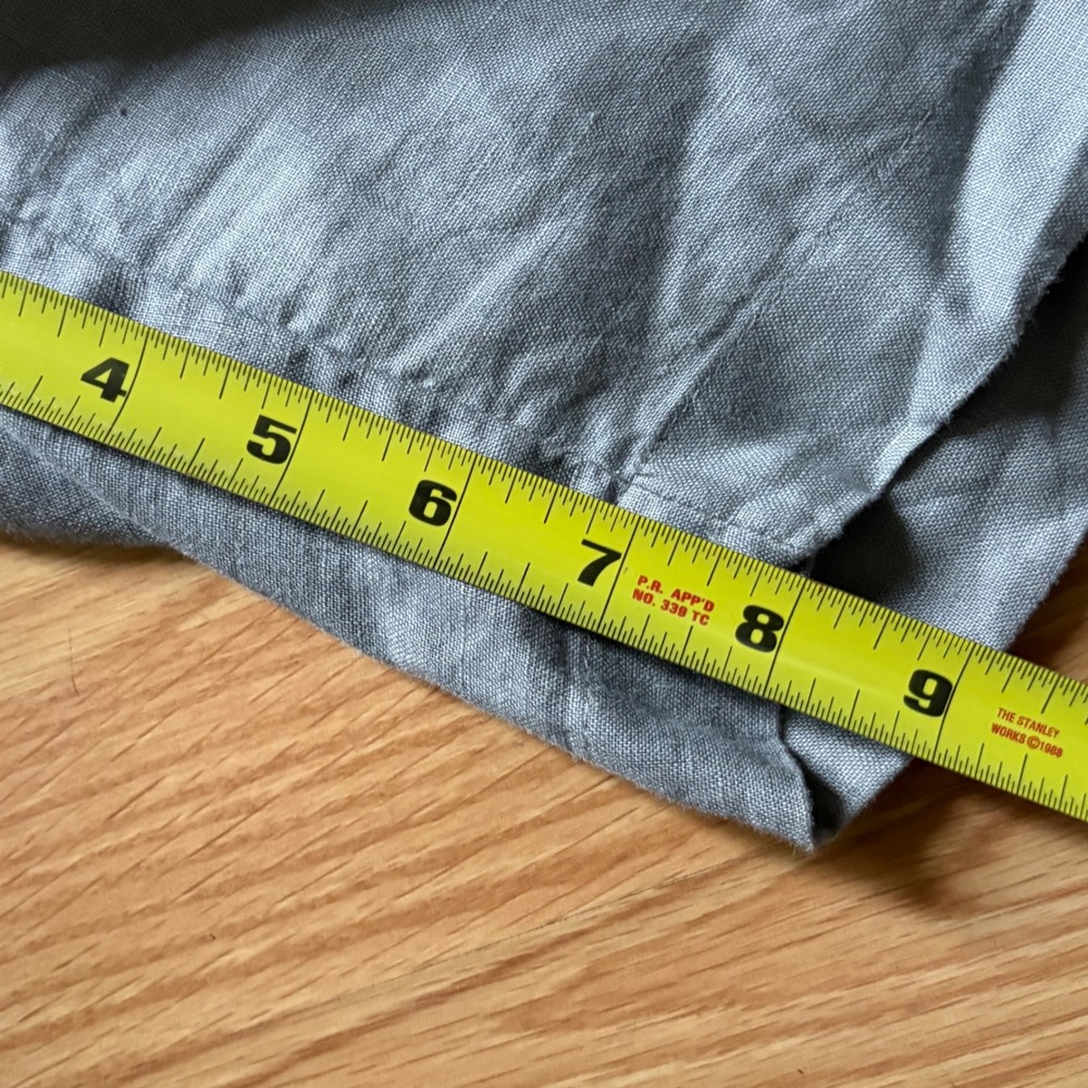 Womens 100% Linen Bermuda Shorts Drawstring Gray Minimalist Size 6 - Picture 6 of 7